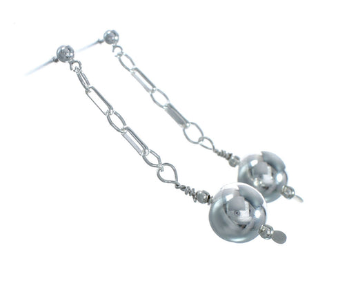 Navajo Sterling Silver Bead Post Dangle Earrings X10936